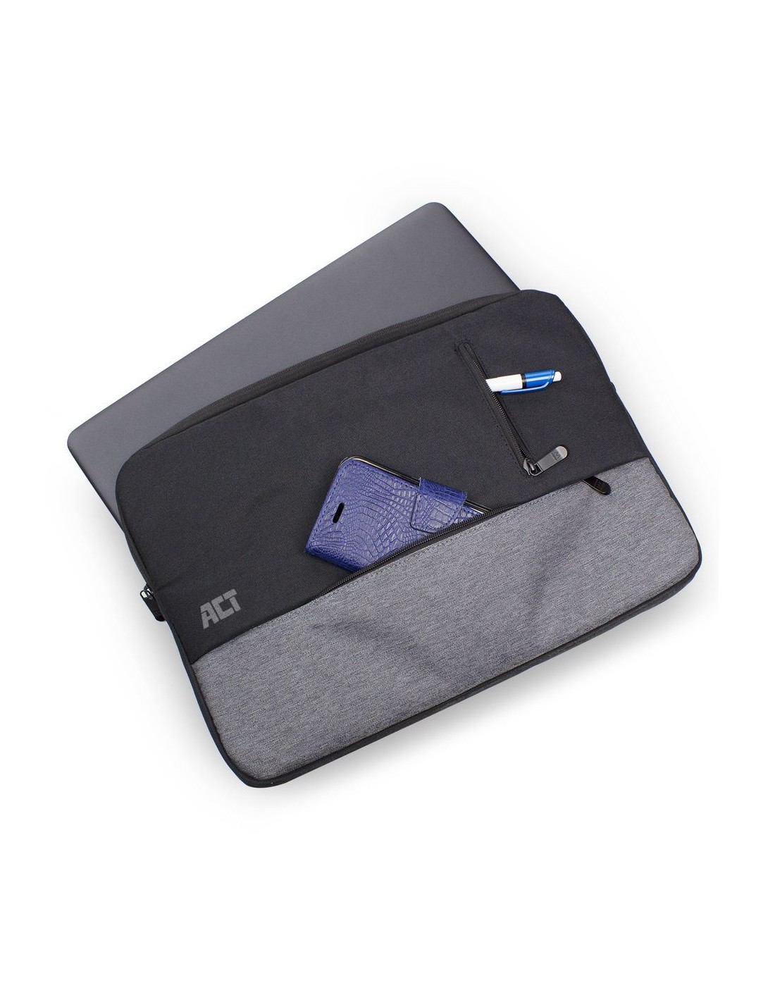 ACT AC8545 notebooktas 39,6 cm (15.6") Opbergmap/sleeve Zwart, Grijs
