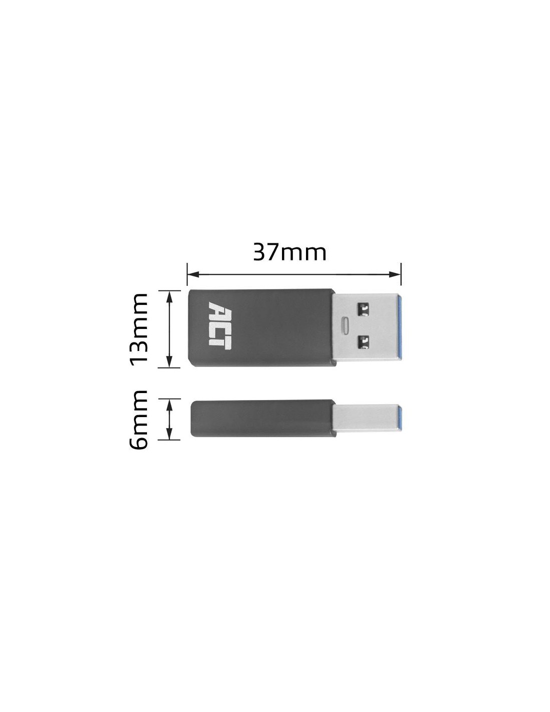 ACT AC7375 tussenstuk voor kabels USB Type-C USB Type-A Grijs