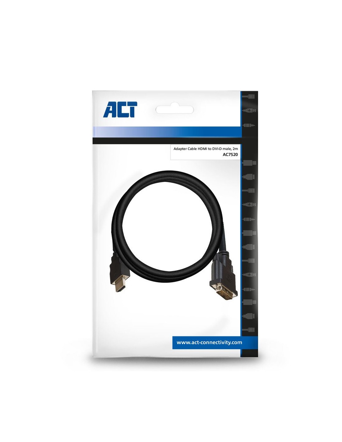 ACT AC7520 video kabel adapter 2 m HDMI Type A (Standaard) DVI-D Zwart