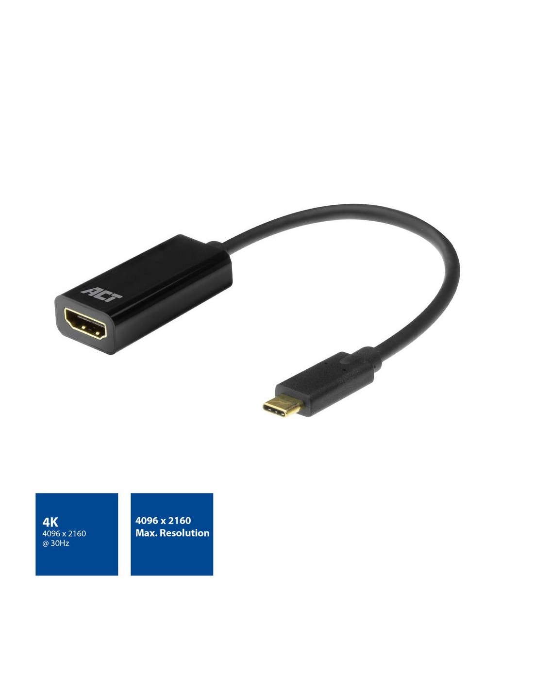 ACT AC7305 video kabel adapter 0,15 m USB Type-C HDMI Type A (Standaard) Zwart