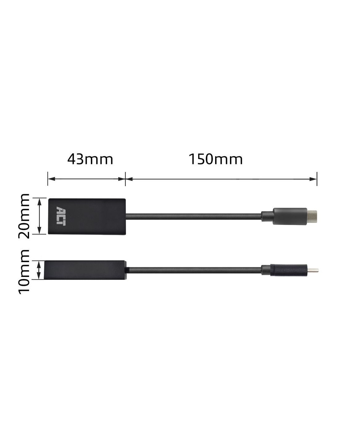 ACT AC7305 video kabel adapter 0,15 m USB Type-C HDMI Type A (Standaard) Zwart