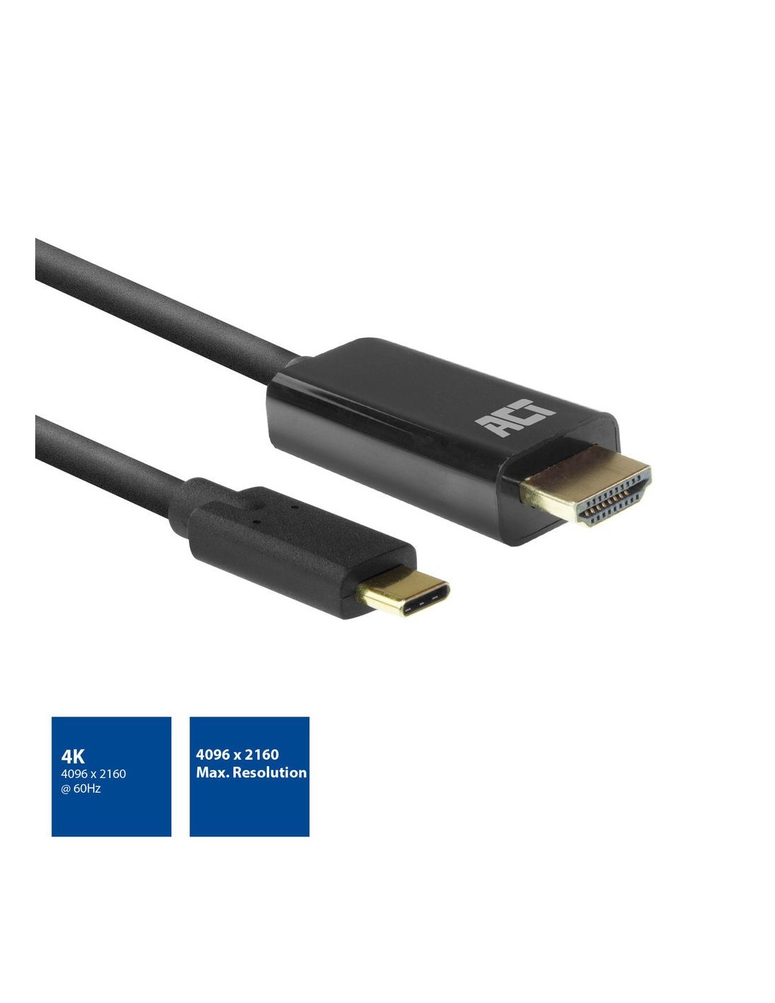 ACT AC7315 video kabel adapter 2 m USB Type-C HDMI Type A (Standaard) Zwart