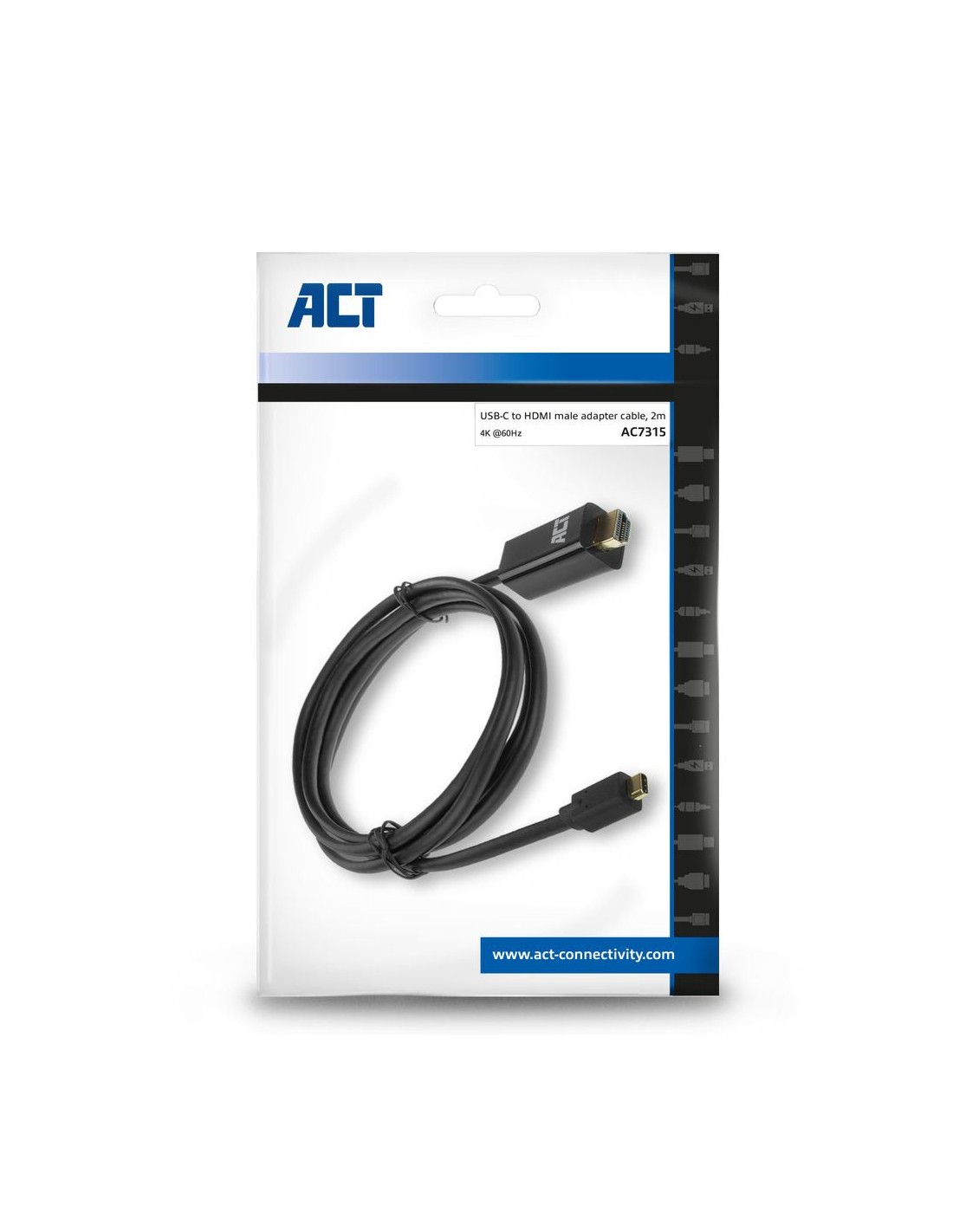 ACT AC7315 video kabel adapter 2 m USB Type-C HDMI Type A (Standaard) Zwart