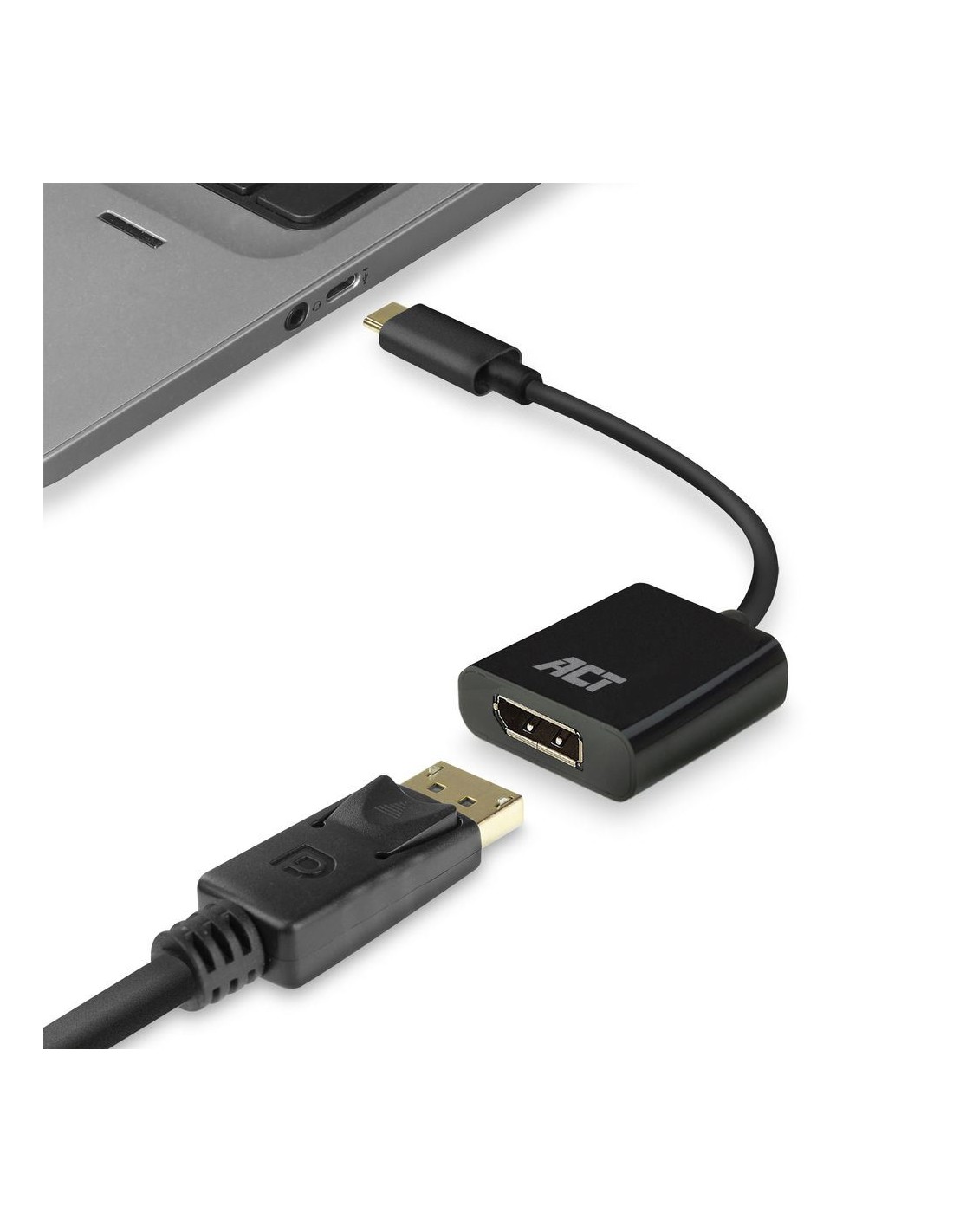 ACT AC7320 video kabel adapter 0,15 m USB Type-C DisplayPort Zwart