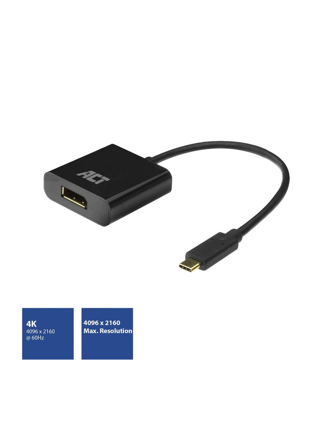 ACT AC7320 video kabel adapter 0,15 m USB Type-C DisplayPort Zwart