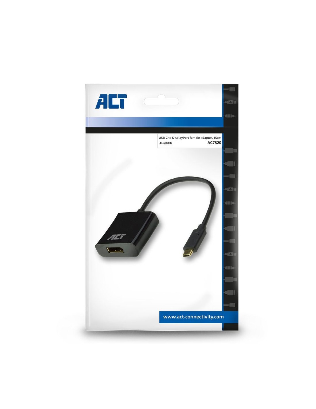 ACT AC7320 video kabel adapter 0,15 m USB Type-C DisplayPort Zwart
