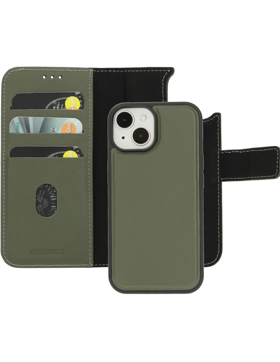 Mobiparts Leather 2 in 1 Wallet Case Apple iPhone 15 Green
