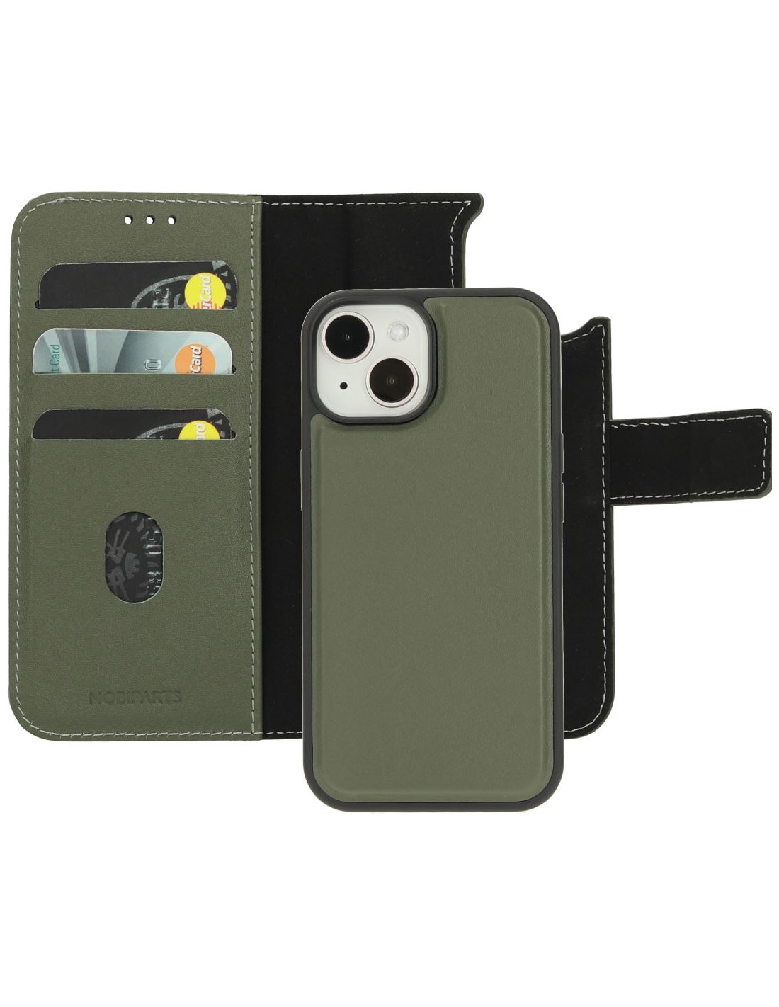 Mobiparts Leather 2 in 1 Wallet Case Apple iPhone 15 Green