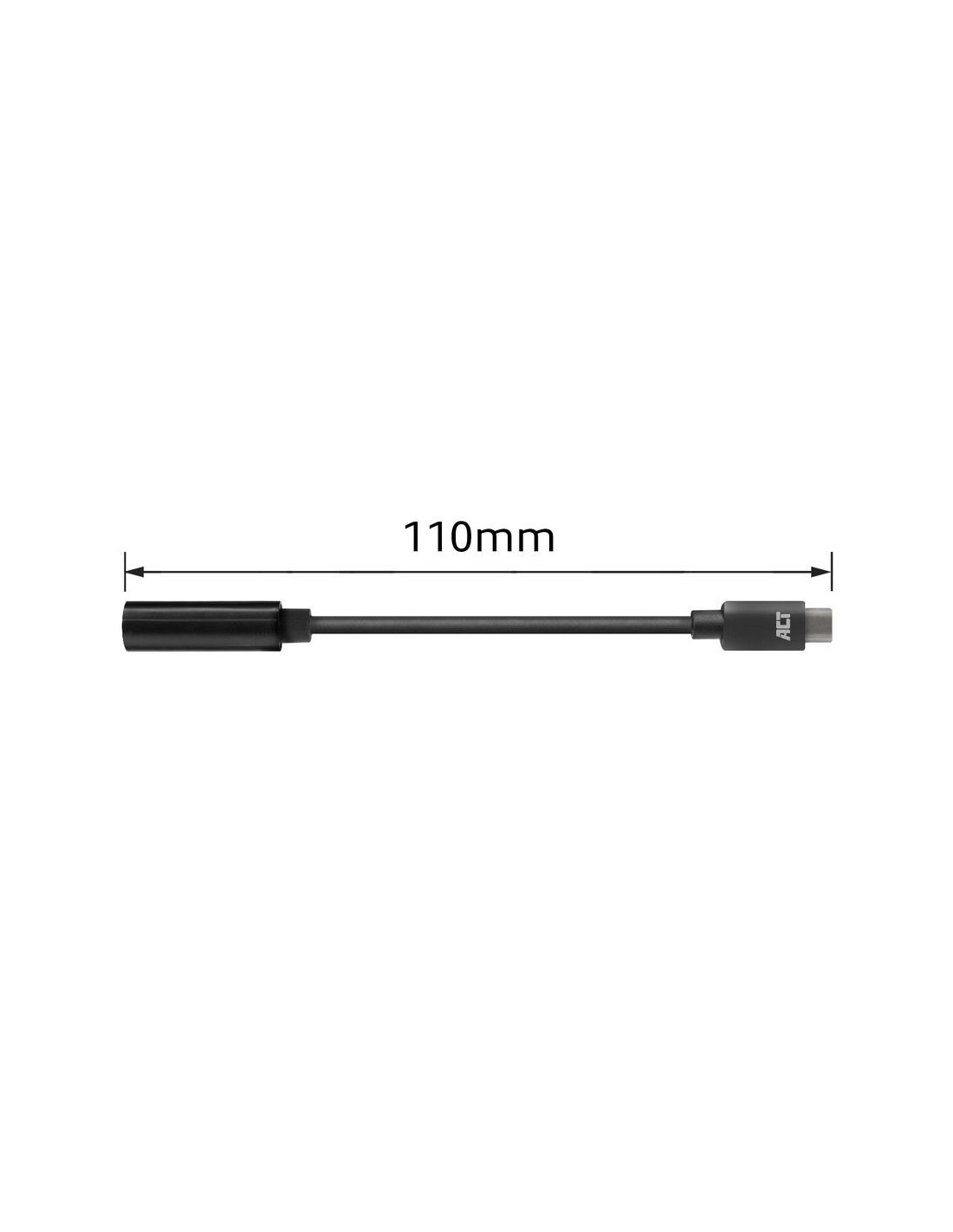 ACT AC7380 audio kabel tussenstuk 0,11 m 3.5mm USB Type-C Zwart