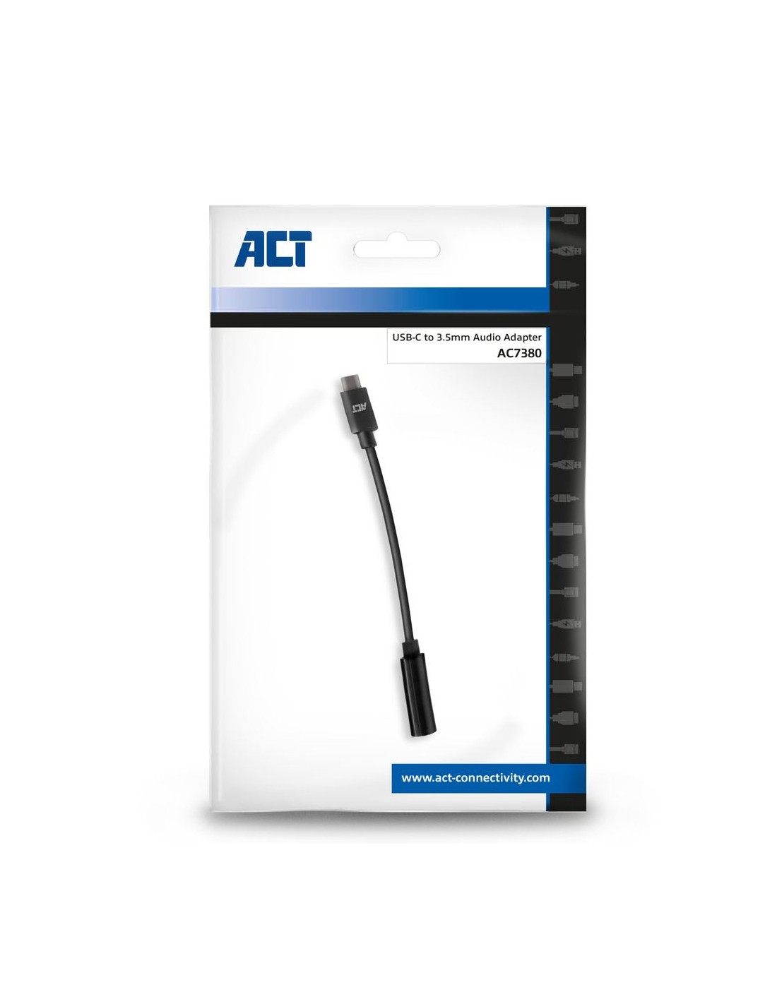 ACT AC7380 audio kabel tussenstuk 0,11 m 3.5mm USB Type-C Zwart