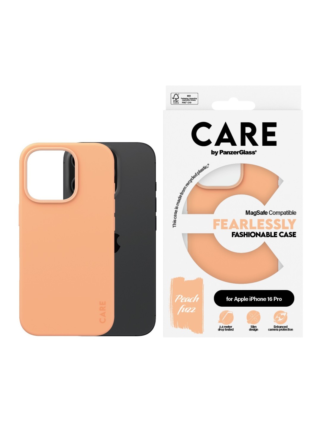 CARE by PanzerGlass Fashionable Case Peachy w. MagSafe iPhone 16 Pro