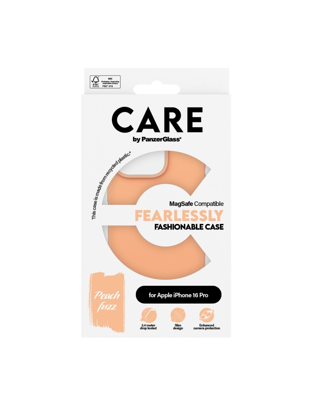 CARE by PanzerGlass Fashionable Case Peachy w. MagSafe iPhone 16 Pro