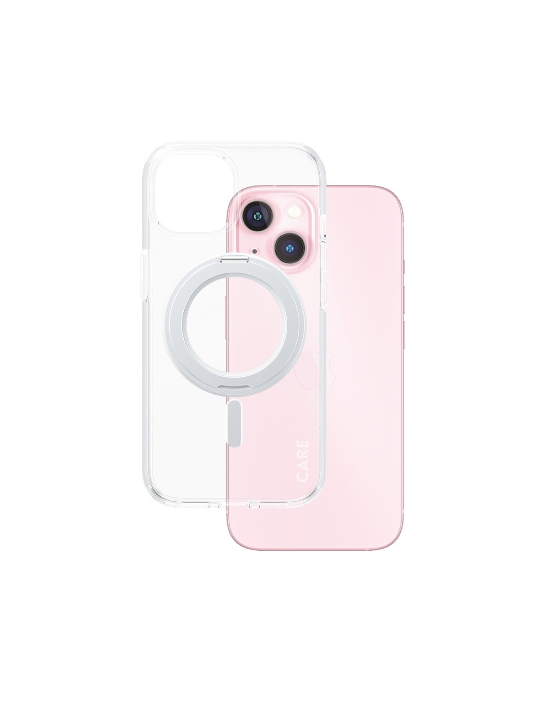 CARE by PanzerGlass Feature Case Transparent w. Silver Kickstand & MagSafe iPhone15
