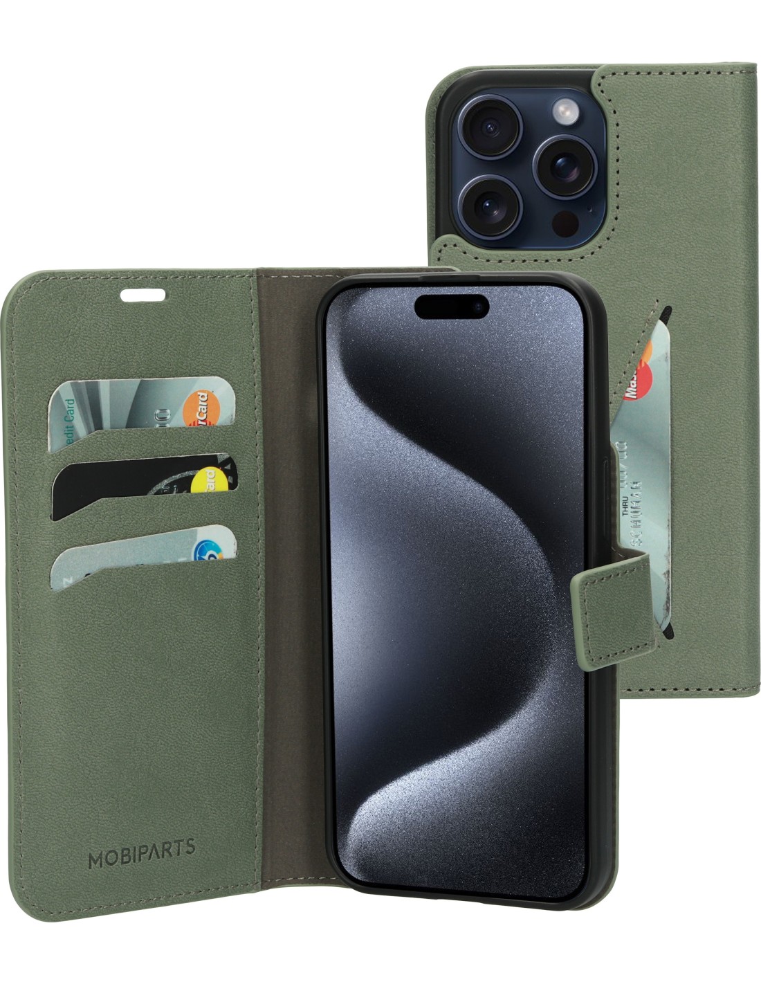 Mobiparts Classic Wallet Case Apple iPhone 15 Pro Max Stone Green