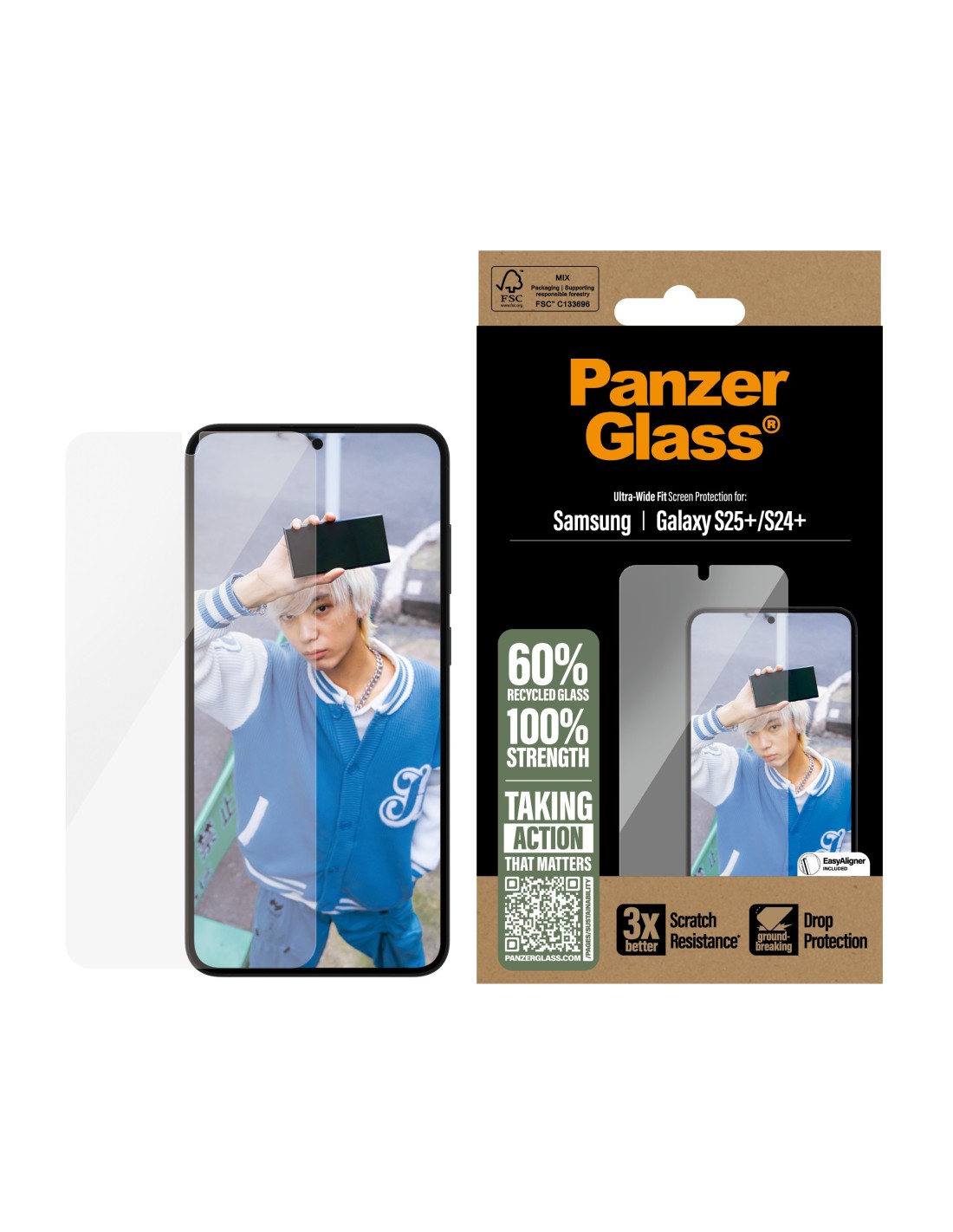PanzerGlass Samsung Galaxy S25 Plus S24 Plus Ultra-Wide Fit Refresh with EasyAligner