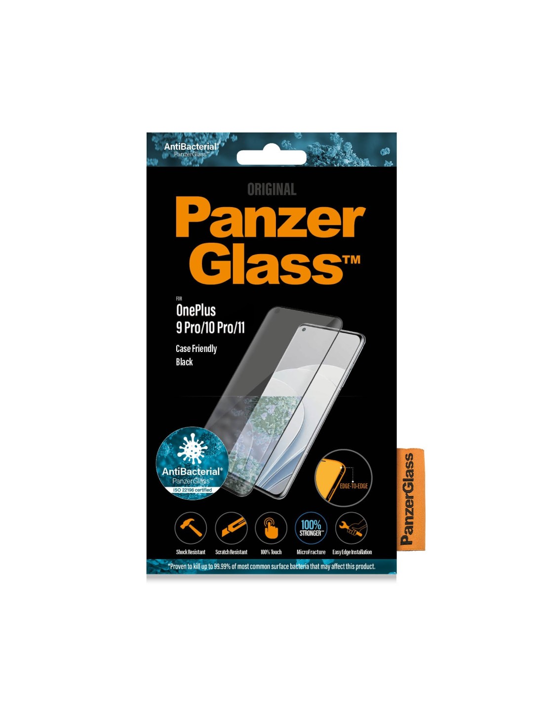 PanzerGlass OnePlus 9 Pro 10 Pro 5G - Black Case Friendly - Anti-Bacterial