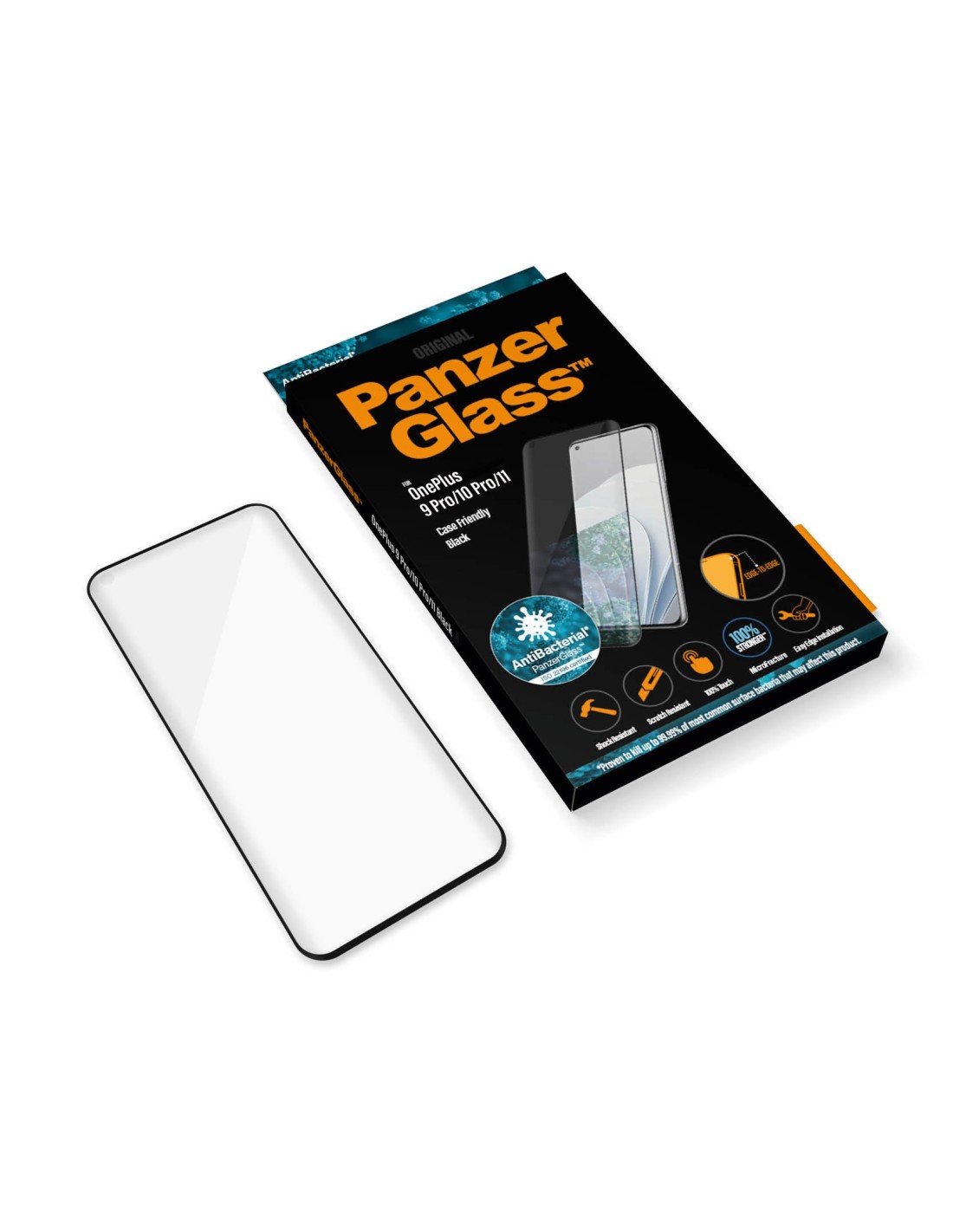 PanzerGlass OnePlus 9 Pro 10 Pro 5G - Black Case Friendly - Anti-Bacterial