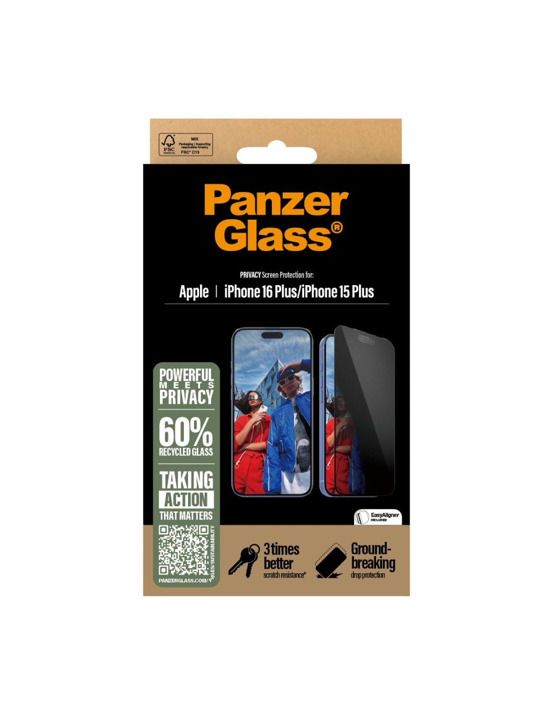 Panzerglass Apple iPhone 16 Plus 15 Plus - Ultra-Wide Fit Privacy Glass