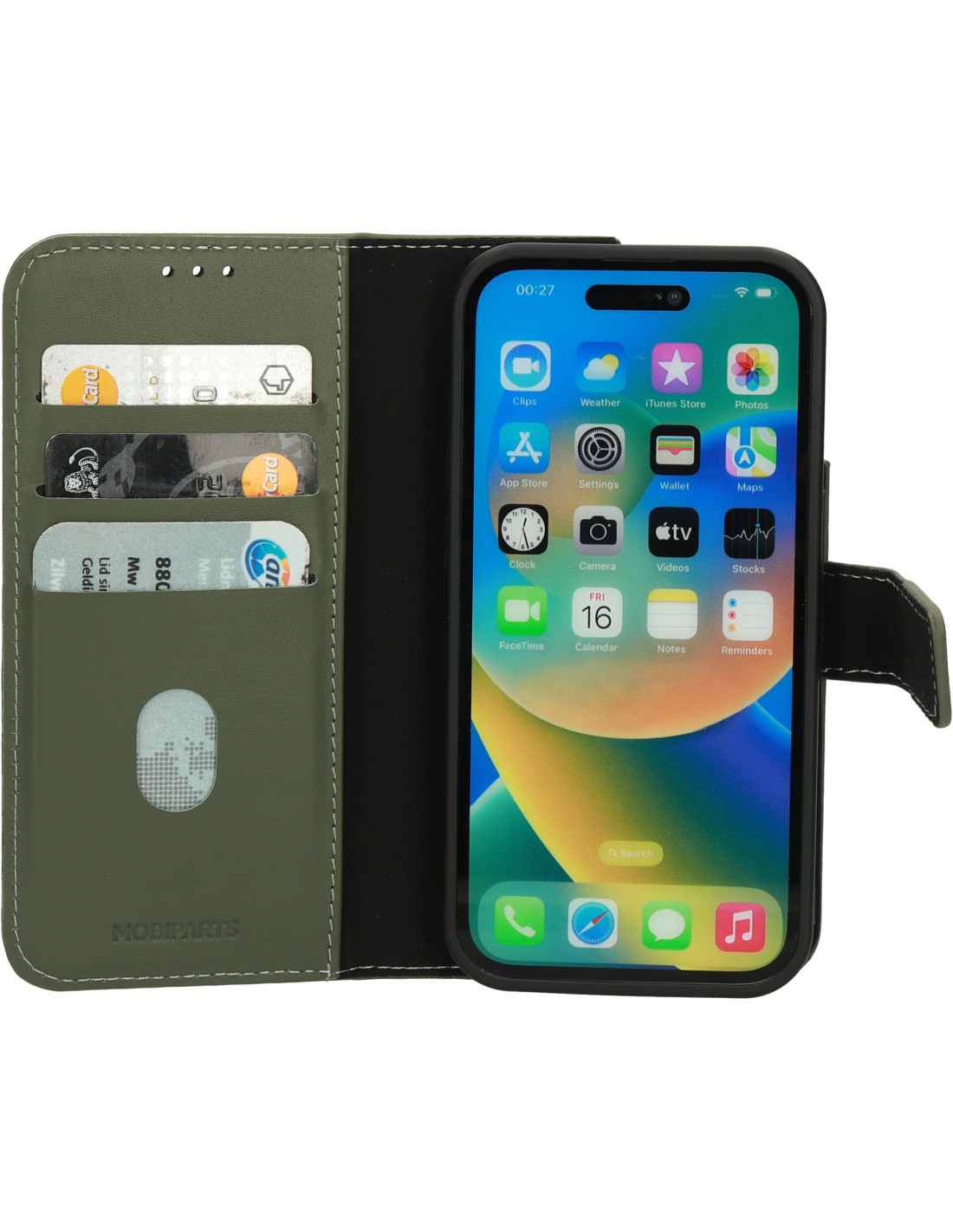 Mobiparts Leather 2 in 1 Wallet Case Apple iPhone 14 Pro Green