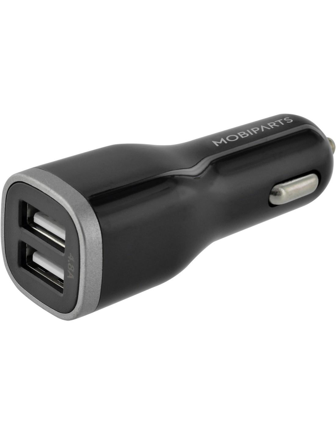 Mobiparts Car Charger Dual USB 24W 4.8A + Micro USB Cable Black
