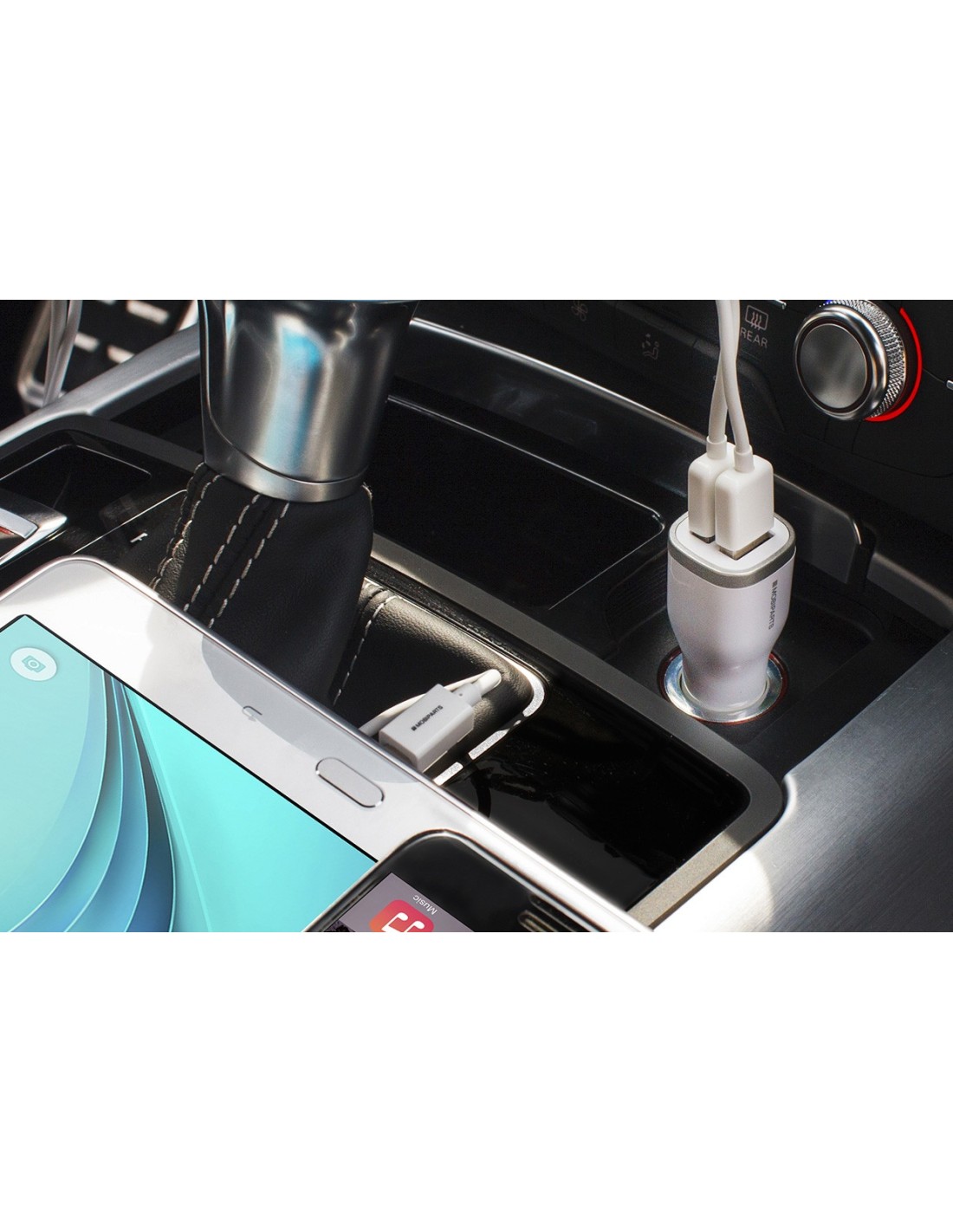 Mobiparts Car Charger Dual USB 24W 4.8A + Micro USB Cable White