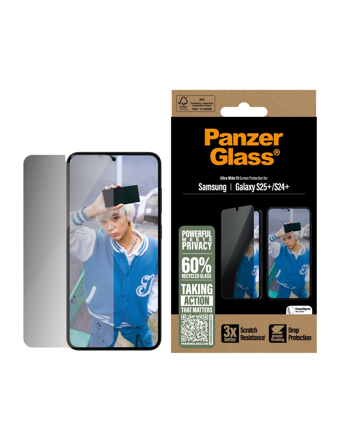 Panzerglass Samsung Galaxy S25 Plus S24 Plus - Ultra-Wide Fit Privacy Glass