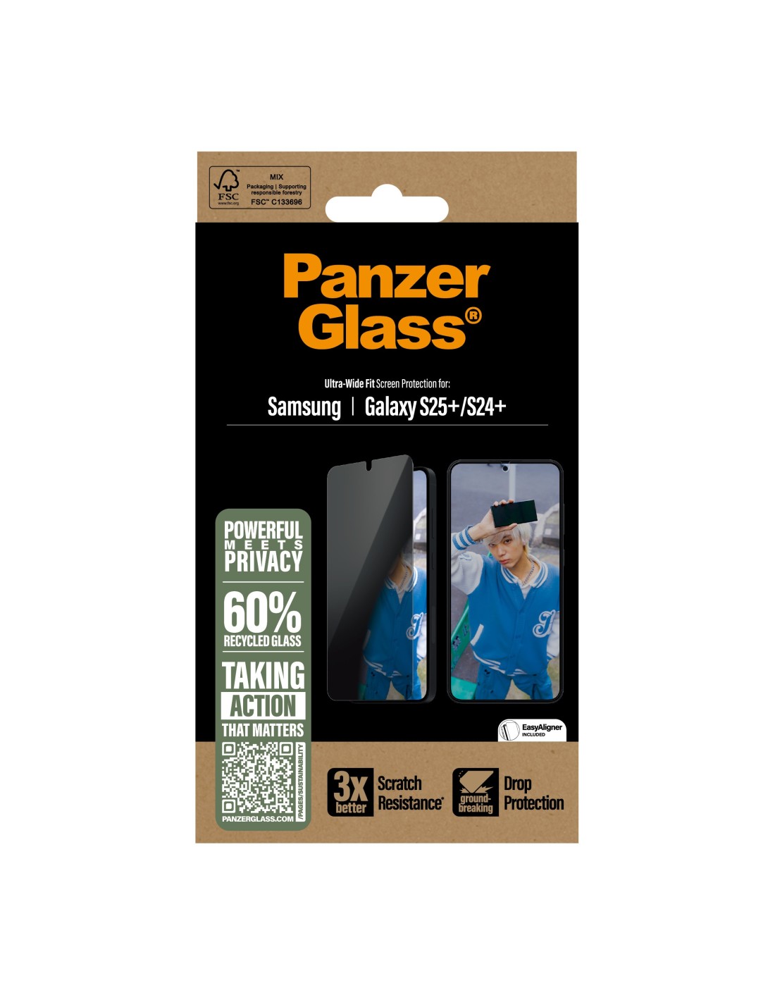 Panzerglass Samsung Galaxy S25 Plus S24 Plus - Ultra-Wide Fit Privacy Glass