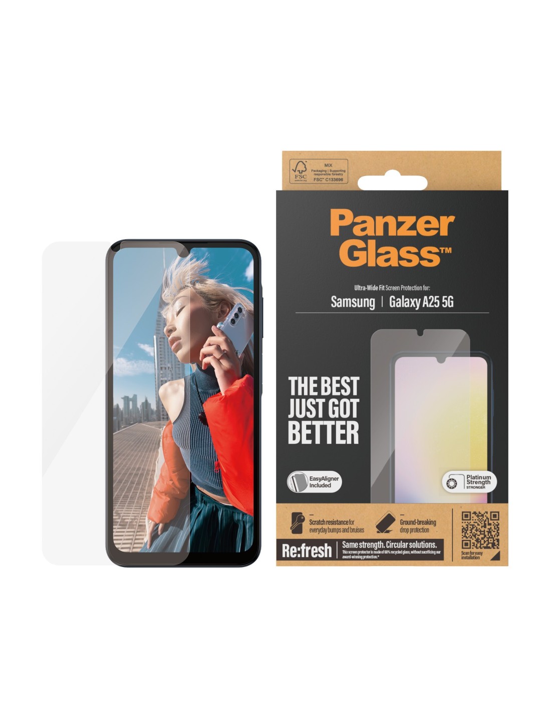 PanzerGlass Samsung Galaxy A25 5G Ultra-Wide Fit Refresh with EasyAligner