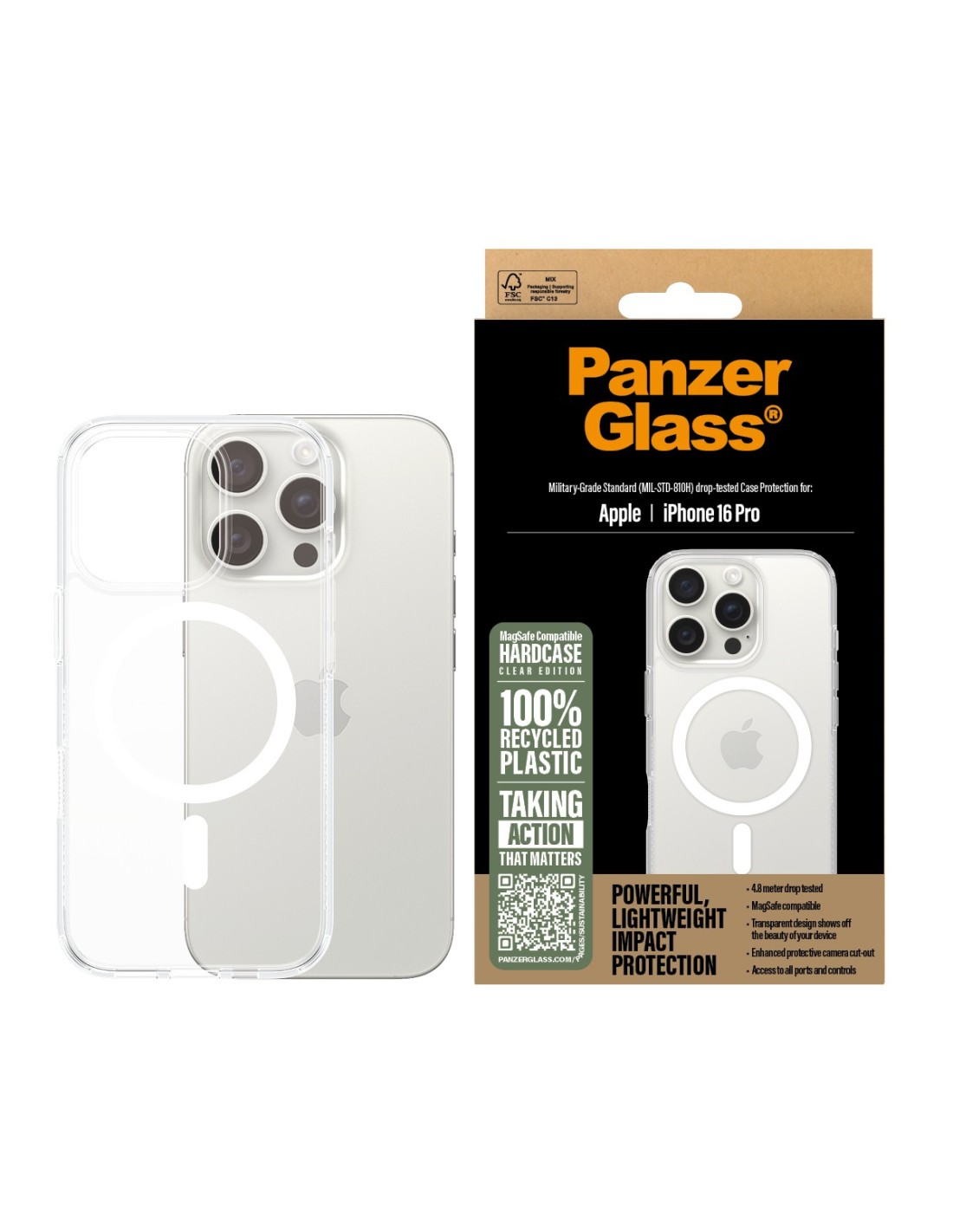 PanzerGlass Apple iPhone 16 Pro White MagSafe HardCase Clear