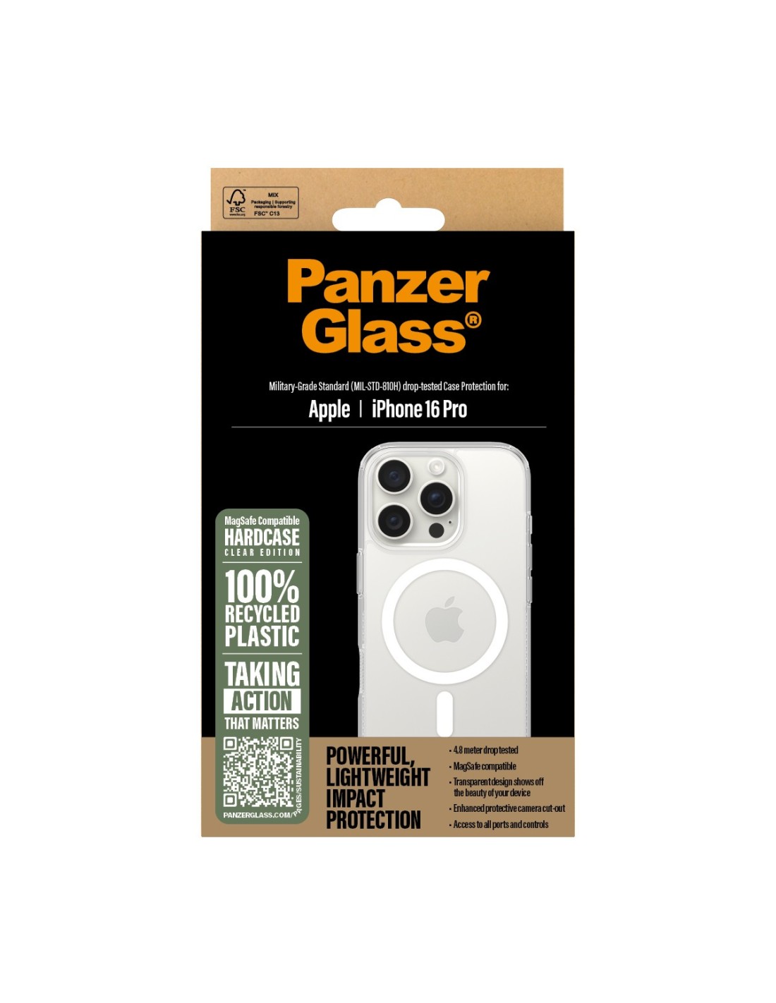 PanzerGlass Apple iPhone 16 Pro White MagSafe HardCase Clear