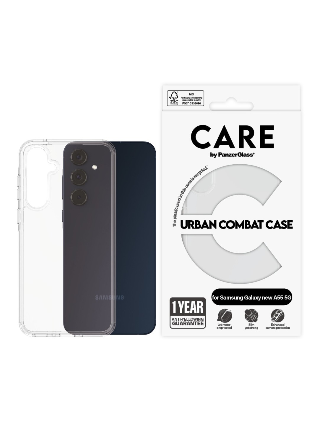 CARE by PanzerGlass Flagship Case Transparent Urban Combat w. Clear Frame Samsung A56