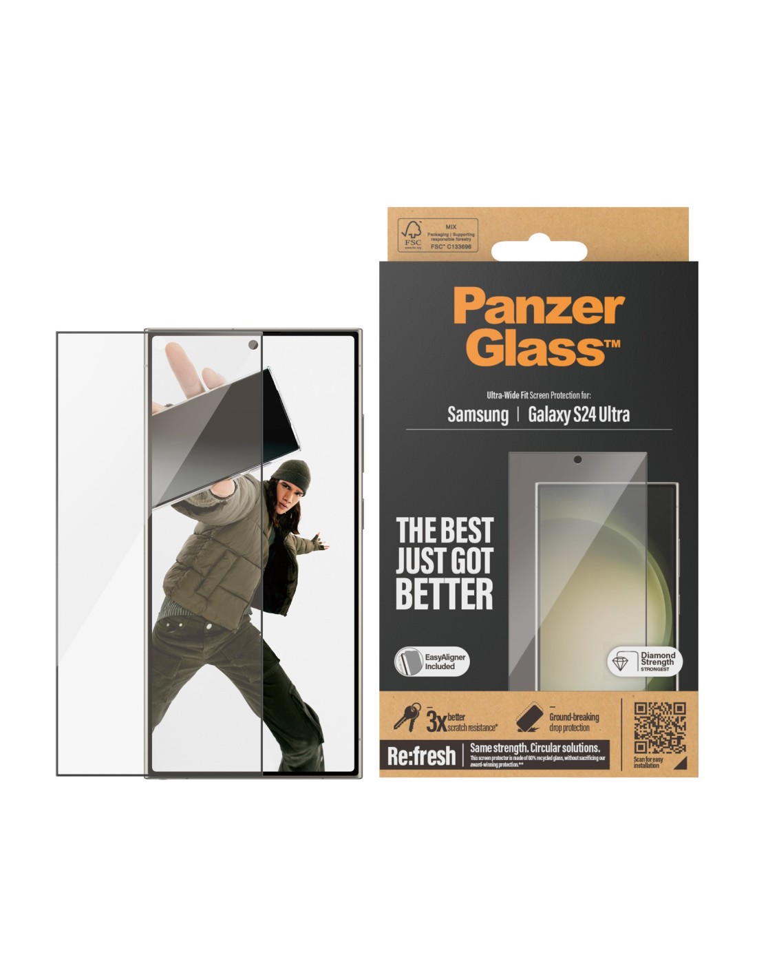 PanzerGlass Samsung Galaxy S24 Ultra 5G Ultra-Wide Fit Refresh with EasyAligner