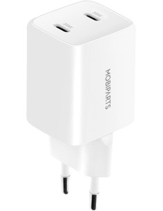 Mobiparts GaN Wall Charger Dual USB-C 35W White (with PD)