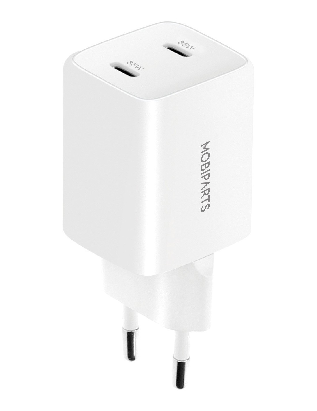Mobiparts GaN Wall Charger Dual USB-C 35W White (with PD)