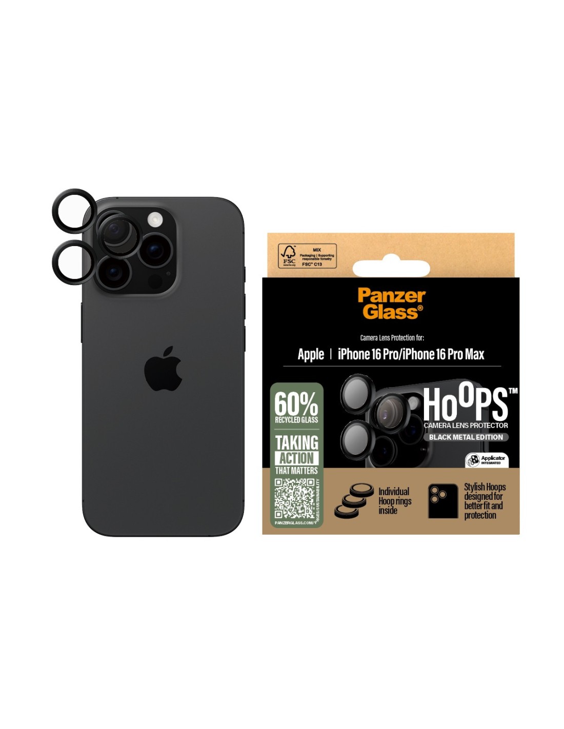 Panzerglass Hoops Rings Apple iPhone 16 Pro 16 Pro Max - Black