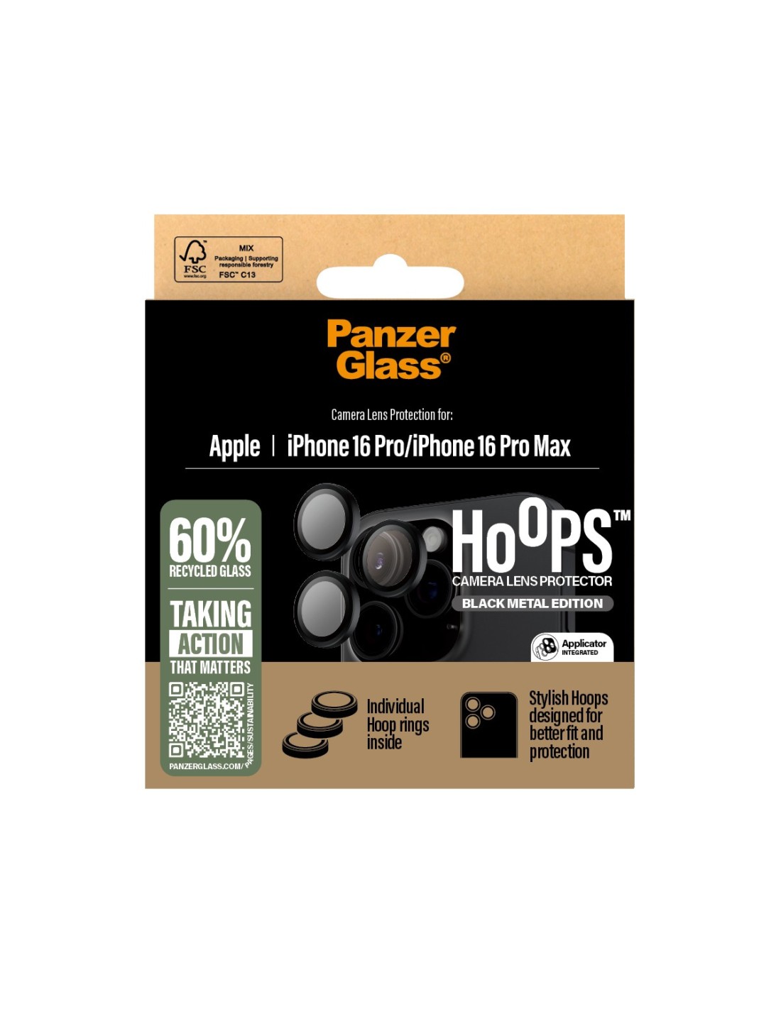 Panzerglass Hoops Rings Apple iPhone 16 Pro 16 Pro Max - Black