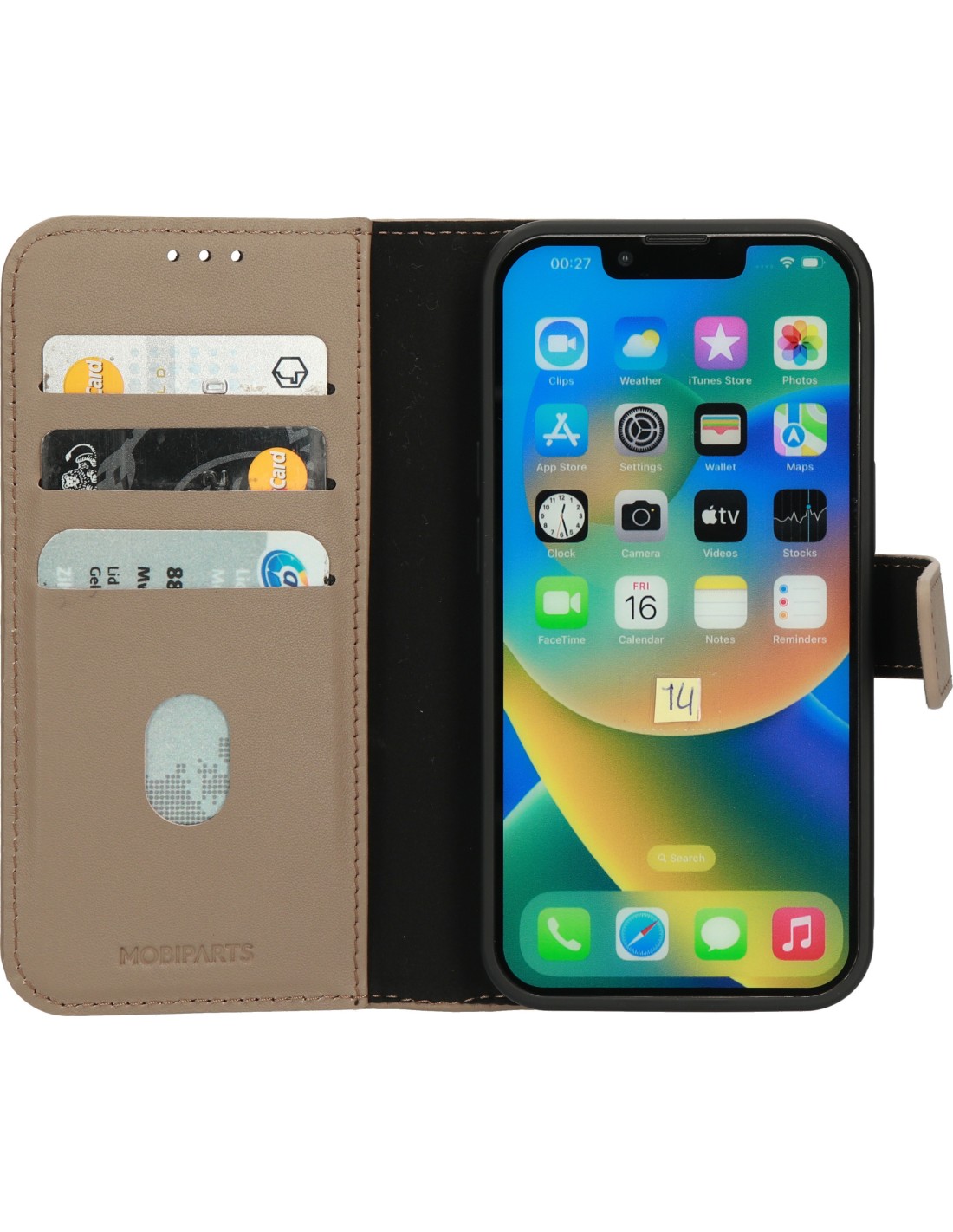 Mobiparts Leather 2 in 1 Wallet Case Apple iPhone 14 Taupe