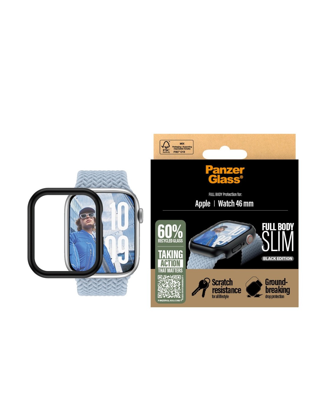 PanzerGlass Full Body Snappie Apple Watch 10 46mm - Slim Black