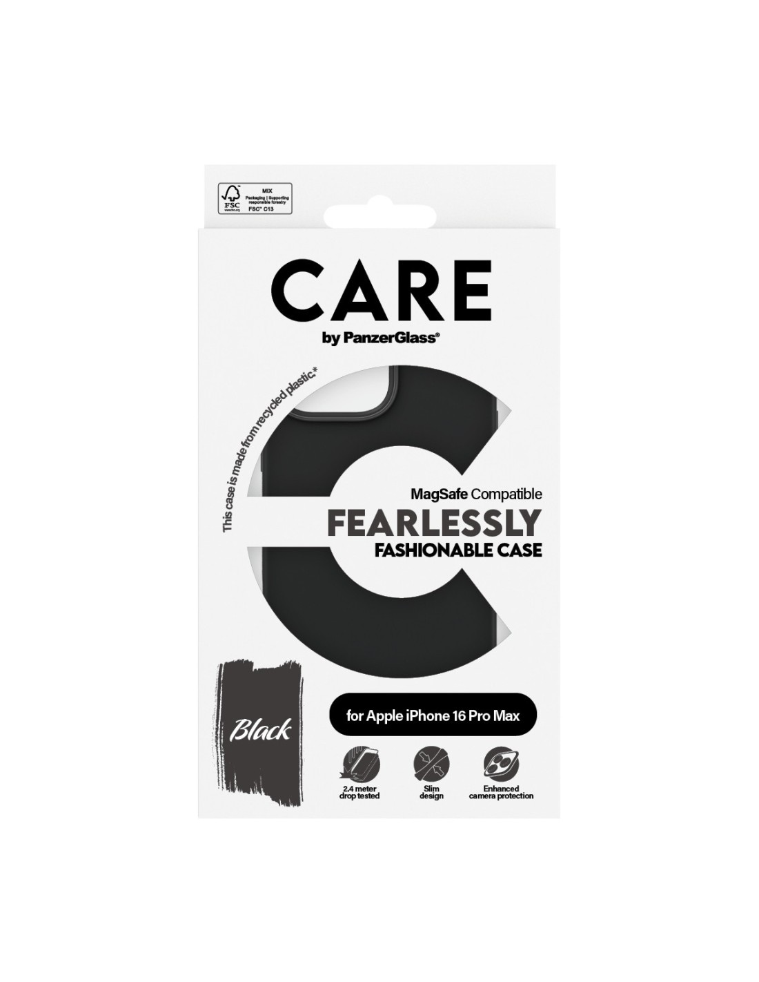 CARE by PanzerGlass Fashionable Case Black w. MagSafe iPhone 16 Pro Max