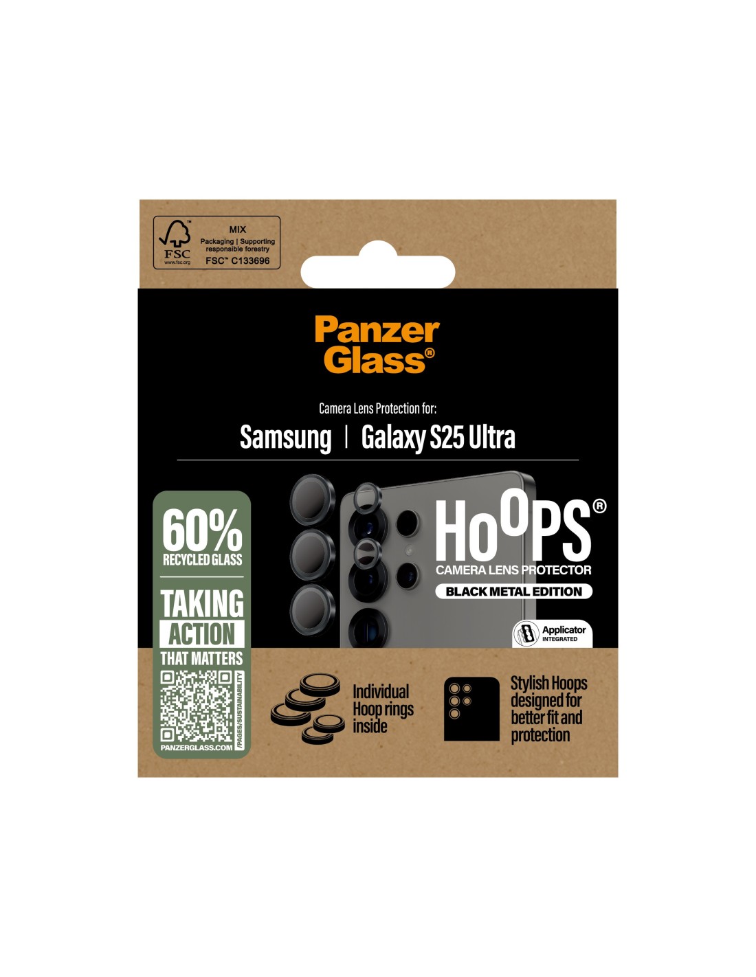 PanzerGlass Hoops Rings Samsung Galaxy S25 Ultra Black