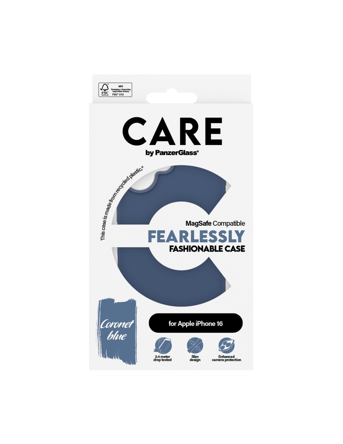 CARE by PanzerGlass Fashionable Case Blue w. MagSafe iPhone 16