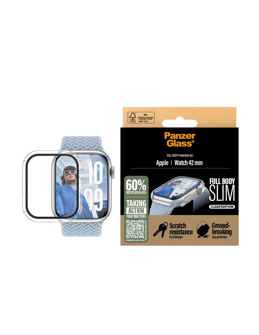 PanzerGlass Full Body Snappie Apple Watch 10 42mm - Slim Transparent