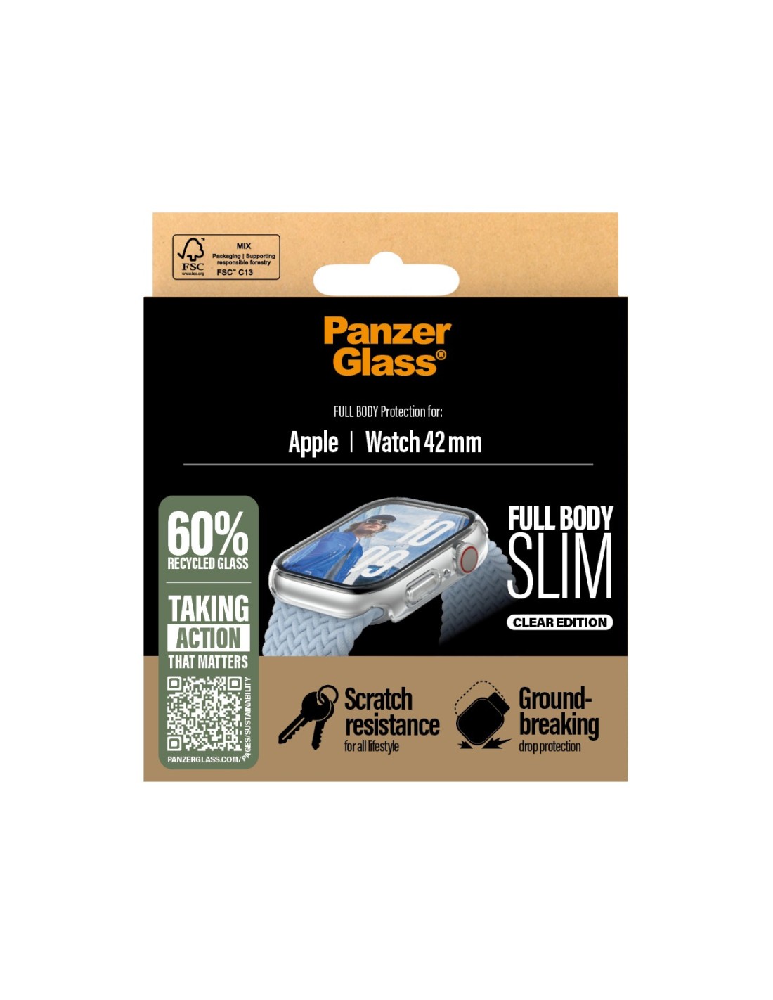 PanzerGlass Full Body Snappie Apple Watch 10 42mm - Slim Transparent