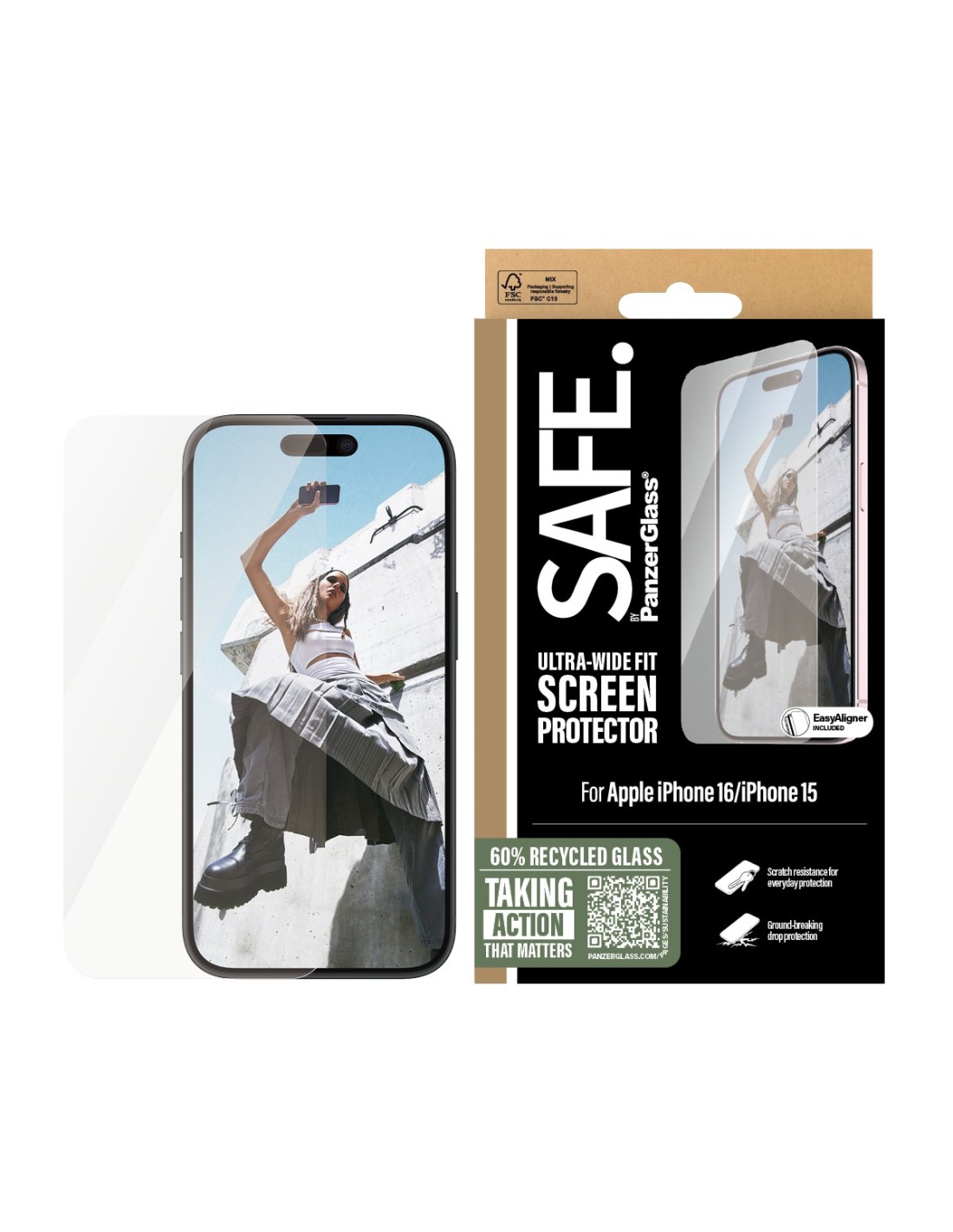 SAFE by Panzerglass Apple iPhone 16 15 - Ultra-Wide-Fit