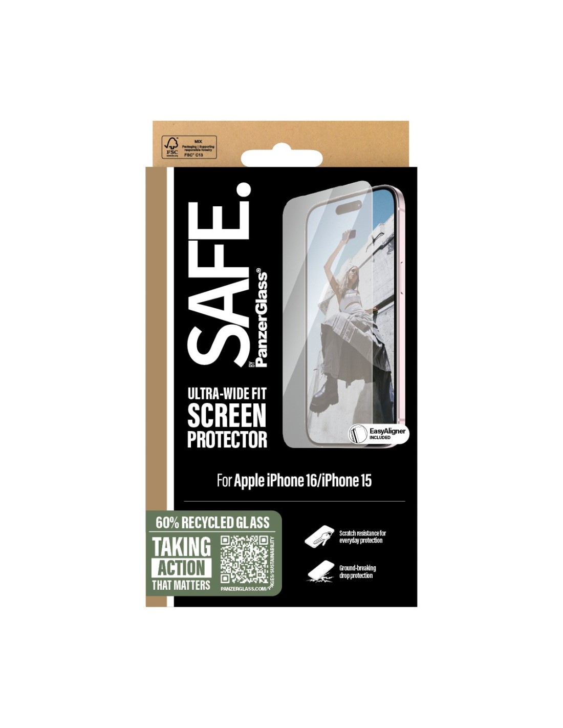 SAFE by Panzerglass Apple iPhone 16 15 - Ultra-Wide-Fit