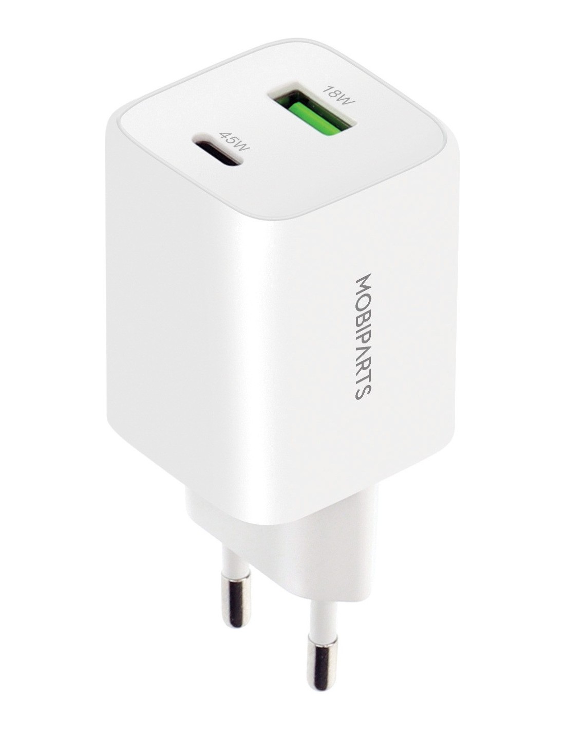 Mobiparts GaN Wall Charger USB-C USB-A PD 3.0 QC 45W White