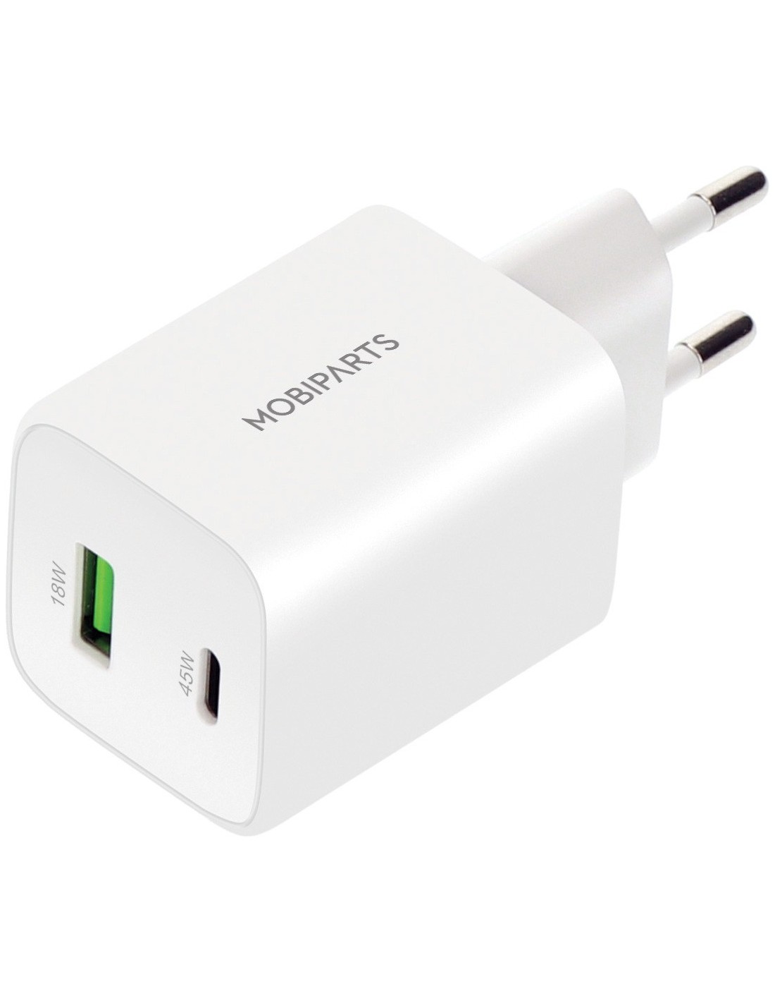 Mobiparts GaN Wall Charger USB-C USB-A PD 3.0 QC 45W White