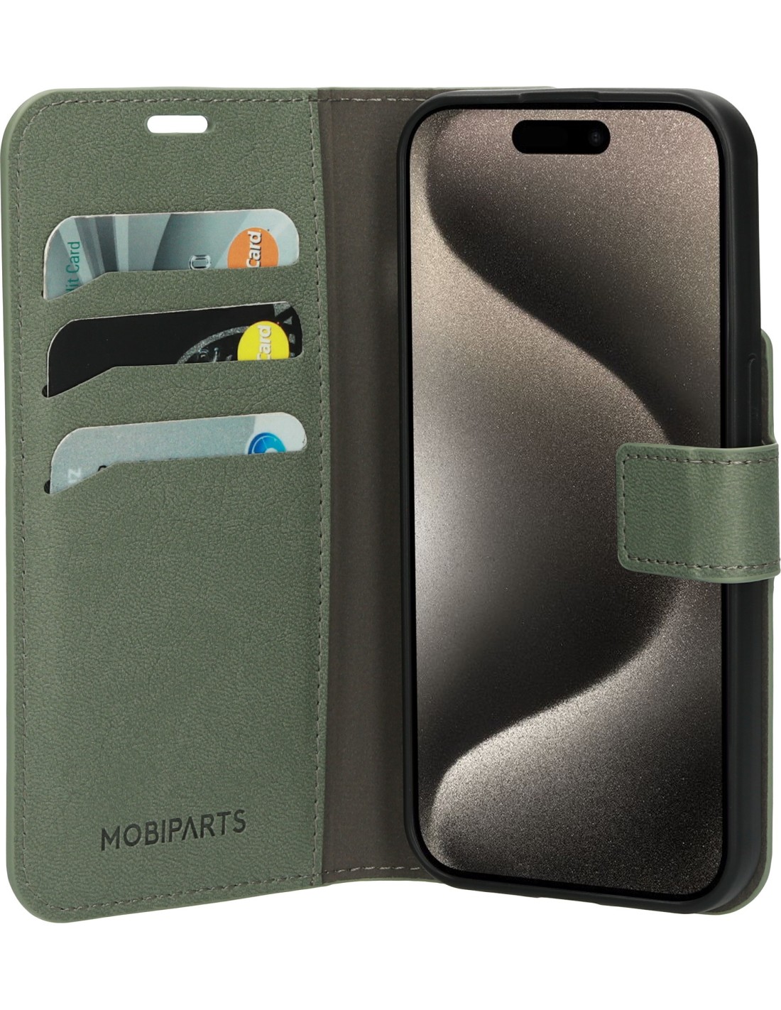 Mobiparts Classic Wallet Case Apple iPhone 15 Pro Stone Green