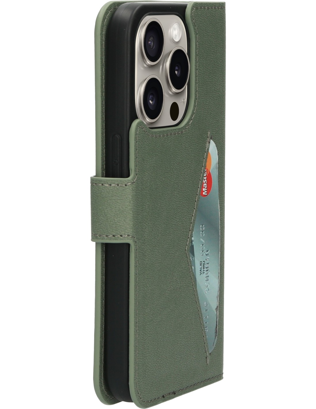 Mobiparts Classic Wallet Case Apple iPhone 15 Pro Stone Green
