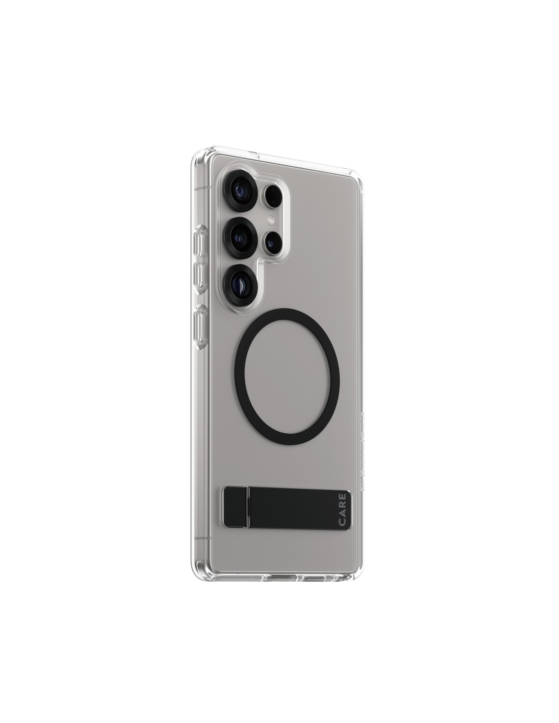 CARE by PanzerGlass Feature Case Transparent w. Black Kickstand & QI Samsung S25 Ultra